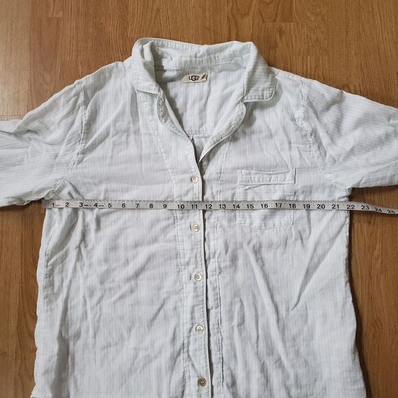 🌹 UGG 🌹 Raven Cotton Flannel Striped Pajama Set - [XL in Light Blue + White] - Picture 10 of 16